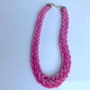 Vintage Handmade Pink Beads Graduated Braided Pink Color